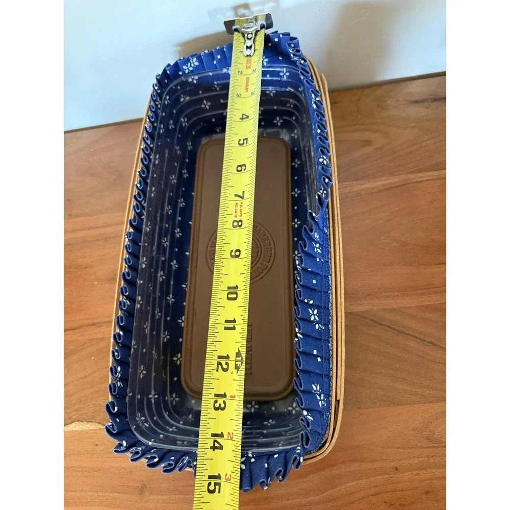 LONGABERGER 1993 BREAD BASKET Blue FABRIC LINER & PROTECTOR & BRICK, COTTAGECORE